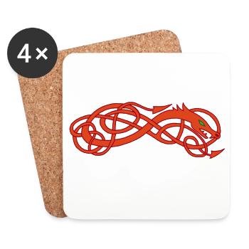Serpent celte rouge - Dessous de verre (lot de 4) - blanc - Devant