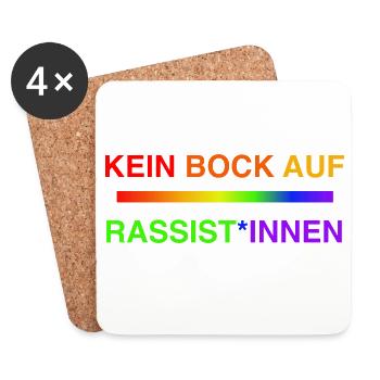 Kein Bock auf Rassist*innen Regenbogen - Untersetzer (4er-Set) - Weiß - Vorne