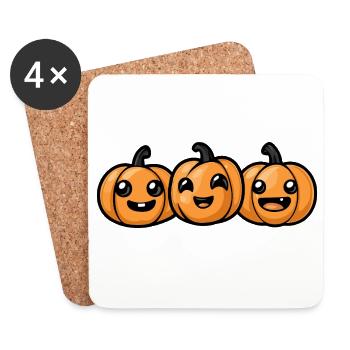 Kürbis Halloween Herbst - Untersetzer (4er-Set) - Weiß - Vorne