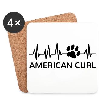 American Curl Katze Herzschlag Pfotenabdruck - Untersetzer (4er-Set) - Weiß - Vorne