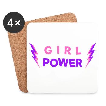 GIRL POWER - Girls Women's Lucky Charm - Coasters (set of 4) - white - Front