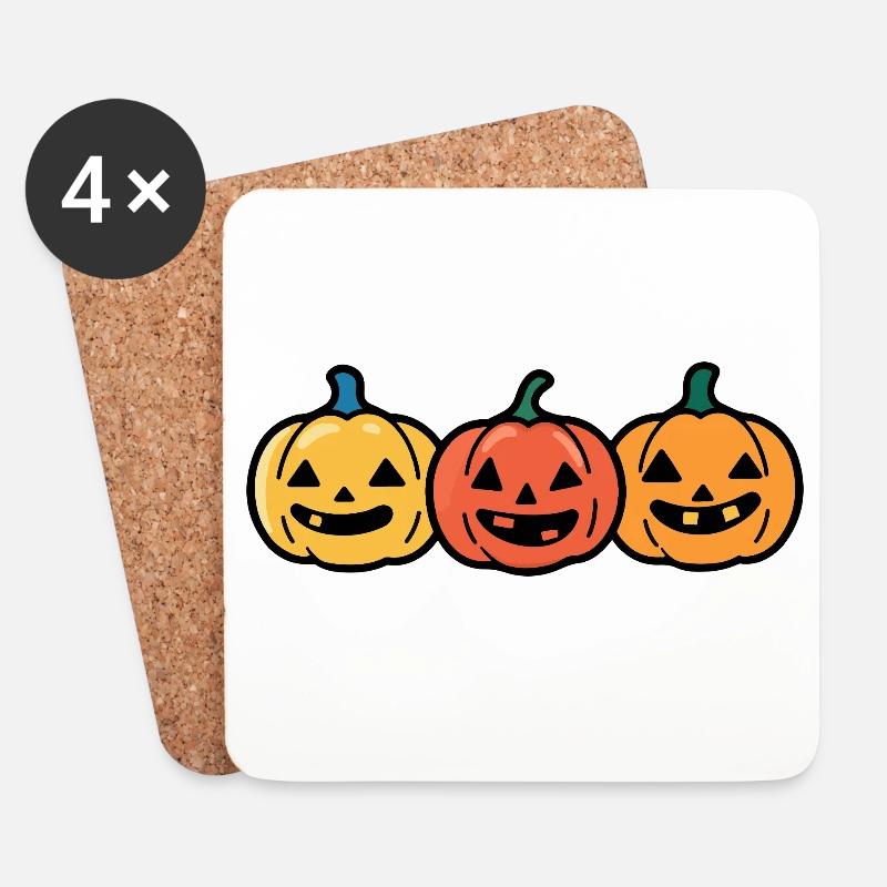Kürbis Halloween Comic  - Untersetzer (4er-Set) - Weiß