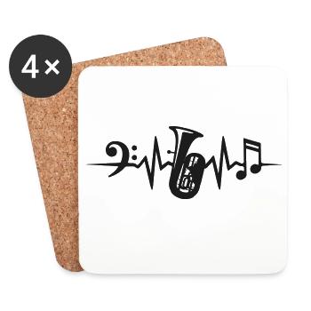Tuba Heartbeat Tuba Orchestra Musicians - Coasters (set of 4) - white - Front