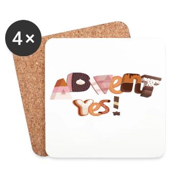 Lettres de l’Avent en sucre - Dessous de verre (lot de 4) - blanc - Devant