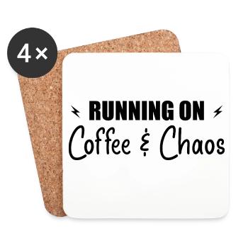Laufen auf Kaffee & Chaos - Untersetzer (4er-Set) - Weiß - Vorne