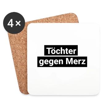 Fille contre Merz CDU uni noir et blanc - Dessous de verre (lot de 4) - blanc - Devant