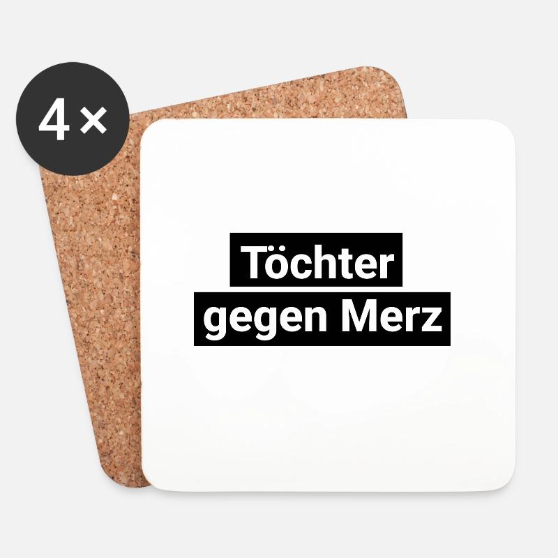 Tochter gegen Merz schwarz weiß schlicht CDU - Untersetzer (4er-Set) - Weiß