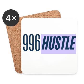 996 Hustle - Den ganzen Tag arbeiten - Untersetzer (4er-Set) - Weiß - Vorne