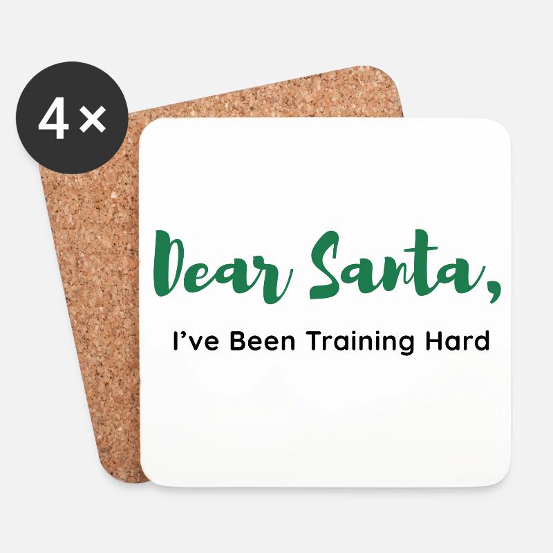 Lieber Weihnachtsmann, ich habe hart trainiert - Untersetzer (4er-Set) - Weiß