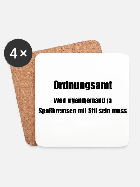 Ordnungsamt Spaßbremse mit Stil - Untersetzer (4er-Set) - Weiß