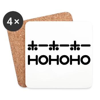 HoHoHo + Japanese Text - Black - Coasters (set of 4) - white - Front