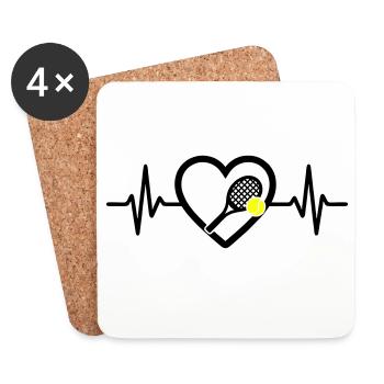 Tennis Heart Racket Ball Sports Passion - Coasters (set of 4) - white - Front