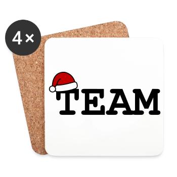 Équipe Chapeau de Noël - Dessous de verre (lot de 4) - blanc - Devant