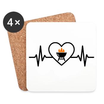 Heart Barbecue – Passion for Grilling - Coasters (set of 4) - white - Front