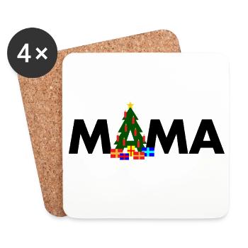 Maman Sapin de Noël - Dessous de verre (lot de 4) - blanc - Devant