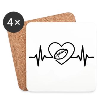 Heart Rugby XV – Passion for Team Sports - Coasters (set of 4) - white - Front