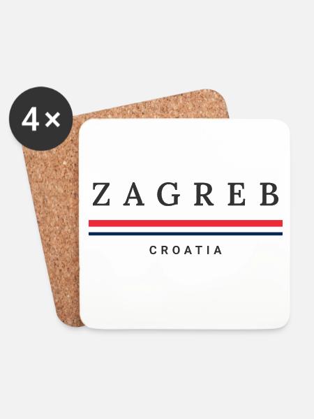 Stadt Zagreb, Kroatien - Untersetzer (4er-Set) - Weiß