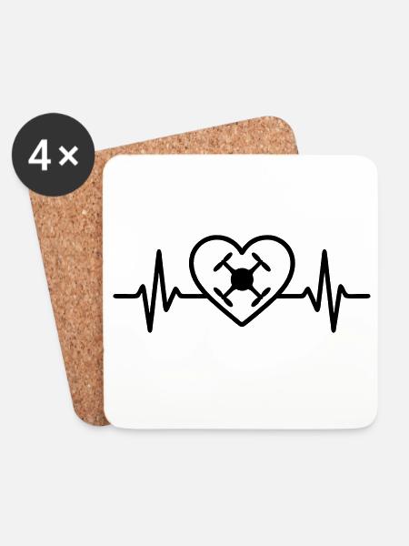 Quadricoptère Heart Drone - Dessous de verre (lot de 4) - blanc