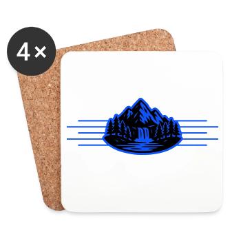 Paysage montagneux Cascade forestière - Dessous de verre (lot de 4) - blanc - Devant