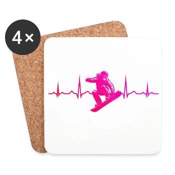 Message de snowboard clair - Dessous de verre (lot de 4) - blanc - Devant