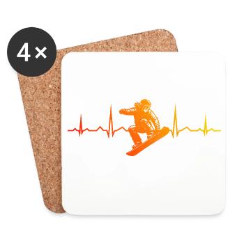 Snowboard motif with recognition value - Coasters (set of 4) - white - Front