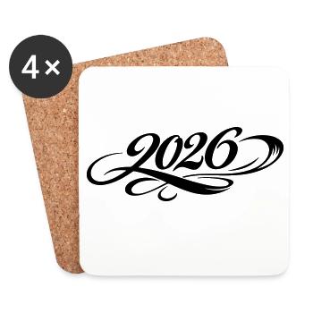 Année 2026 - Dessous de verre (lot de 4) - blanc - Devant