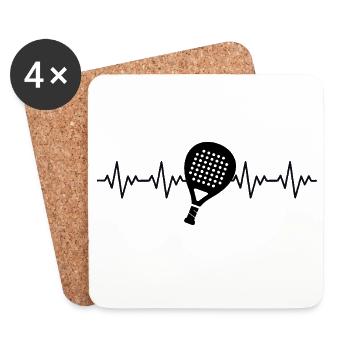 Battement de cœur ECG Padel Tennis - Dessous de verre (lot de 4) - blanc - Devant