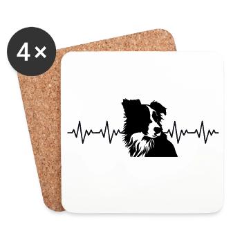 Border Collie EKG Herzschlag - Untersetzer (4er-Set) - Weiß - Vorne