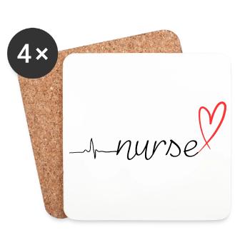 Nurse Heartbeat EKG Stethoscope Script Design - Untersetzer (4er-Set) - Weiß - Vorne