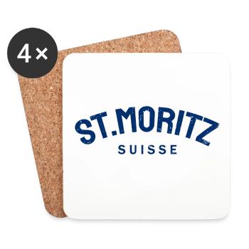 St. Moritz - Suisse - Switzerland - Swiss - Coasters (set of 4) - white - Front