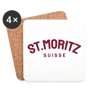St. Moritz - Suisse - Switzerland - Swiss - Coasters (set of 4) - white - Front