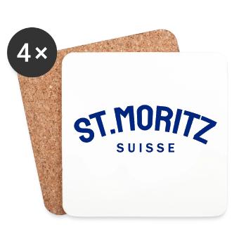 St. Moritz - Suisse - Switzerland - Swiss - Coasters (set of 4) - white - Front