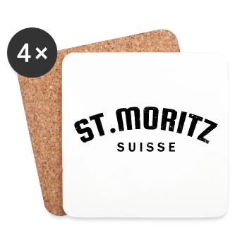 St. Moritz - Suisse - Switzerland - Swiss - Coasters (set of 4) - white - Front