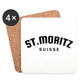 St. Moritz - Suisse - Switzerland - Swiss - Coasters (set of 4) - white - Front