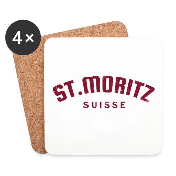 St. Moritz - Suisse - Switzerland - Swiss - Coasters (set of 4) - white - Front