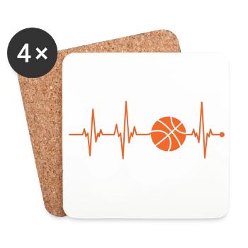 Pulse de basket-ball Beat Line - Dessous de verre (lot de 4) - blanc - Devant