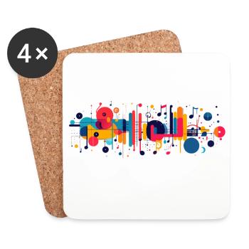 Tones Musique abstraite Schéma artistique audio - Dessous de verre (lot de 4) - blanc - Devant