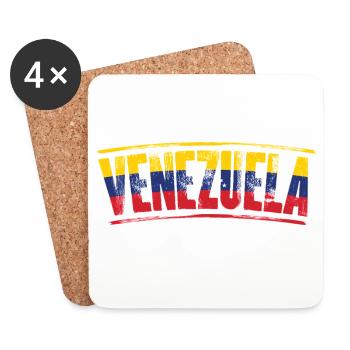Venezuela-Flaggen-Wortzeichen - Untersetzer (4er-Set) - Weiß - Vorne