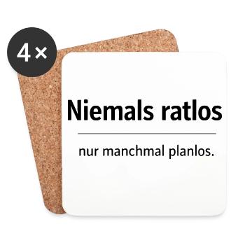 Niemals ratlos, nur planlos manchmal - Untersetzer (4er-Set) - Weiß - Vorne