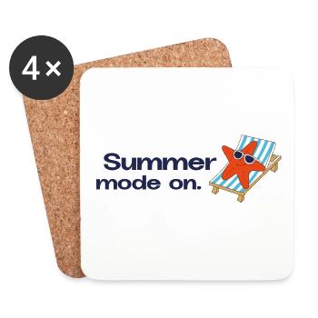 Summer mode on – Urlaub Sonne Meer Statement - Untersetzer (4er-Set) - Weiß - Vorne