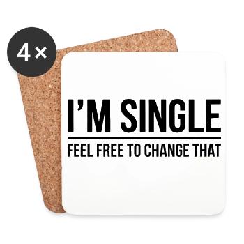 Single Sprüche Singles Lustiges Single Geschenk - Untersetzer (4er-Set) - Weiß - Vorne