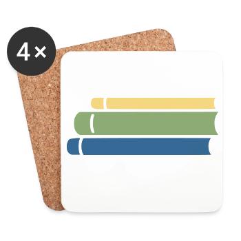 Bücherstapel Bunt Flat Design - Untersetzer (4er-Set) - Weiß - Vorne