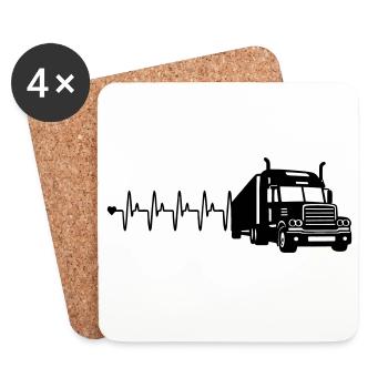 Fréquence cardiaque des camions - Dessous de verre (lot de 4) - blanc - Devant