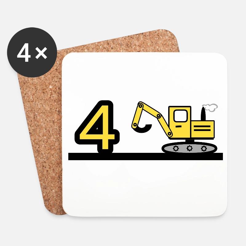 Bagger - Untersetzer (4er-Set) - Weiß
