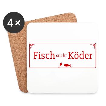 Fisch sucht Köder Vintage Angeln - Untersetzer (4er-Set) - Weiß - Vorne