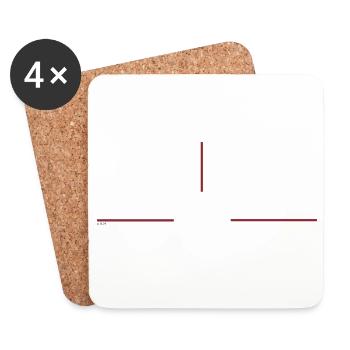 Minimalistische Rotlinien-Grafik - Untersetzer (4er-Set) - Weiß - Vorne