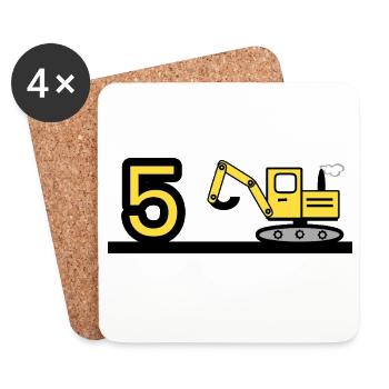 Bagger - Untersetzer (4er-Set) - Weiß - Vorne