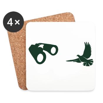 Minimalist Bird Watching Silhouette - Coasters (set of 4) - white - Front