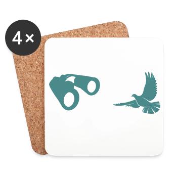 Minimalist Bird Watching Silhouette - Coasters (set of 4) - white - Front