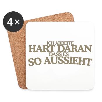 Ich arbeite hart daran Retro Spruch Lustig - Untersetzer (4er-Set) - Weiß - Vorne